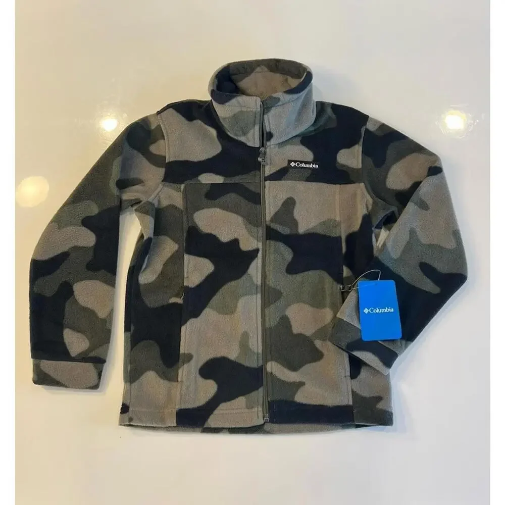 Columbia Boy’s Fleece Jacket Zing III Green Camo Zip Front Size Large (14/16)